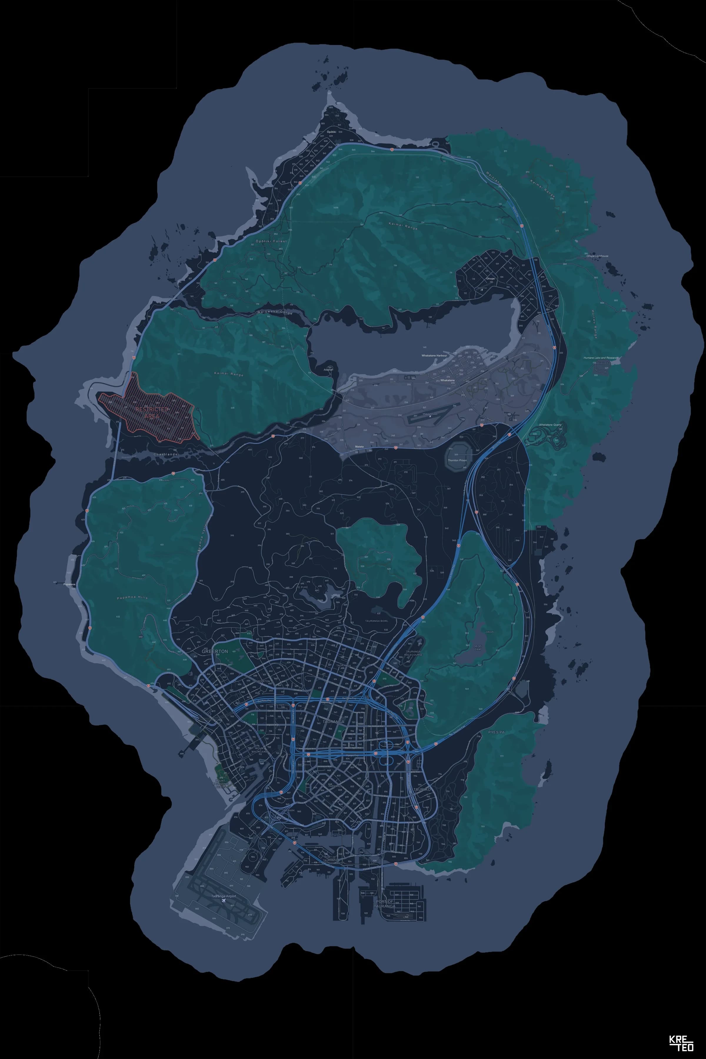 Custom Bay of Plenty Roleplay area of play map